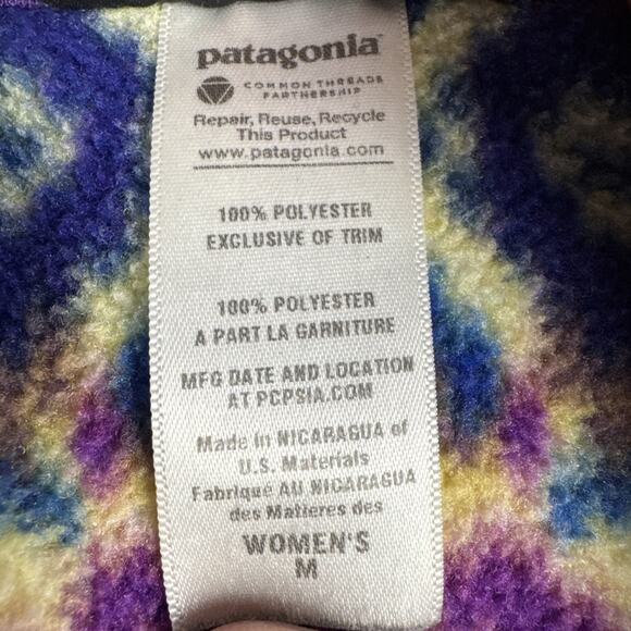 Patagonia Synchilla Womens MEDIUM Aberdeen Butterfly Aztec Snap Pullover Jacket - Picture 15 of 15